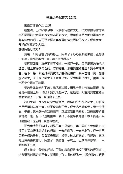 蜜蜂历险记作文12篇