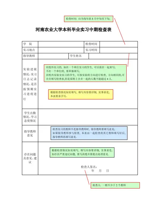 毕业中期检查表,任务书等