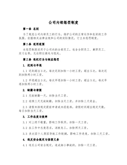 公司内部惩罚制度
