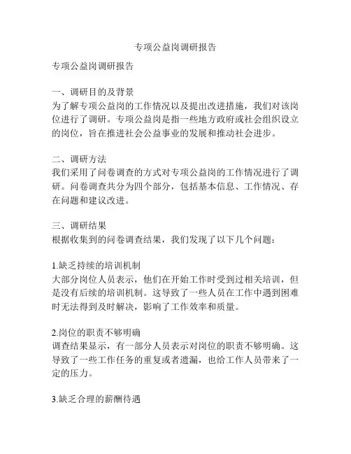 专项公益岗调研报告