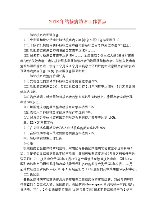 2018年结核病防治工作要点
