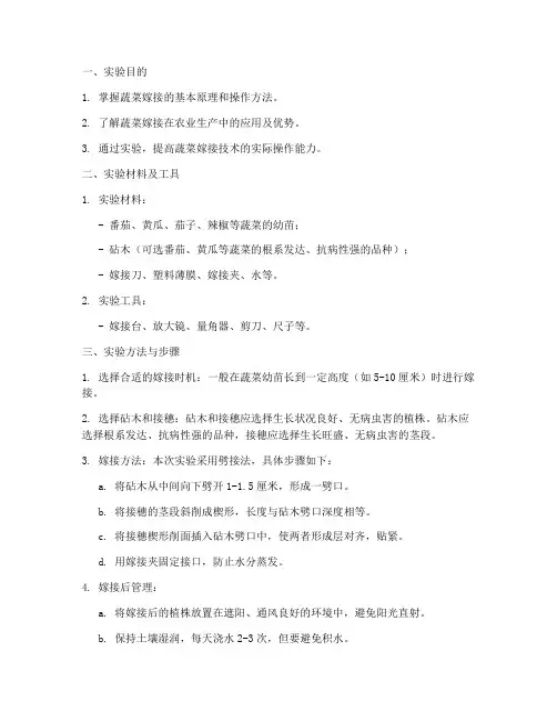 蔬菜嫁接实验报告