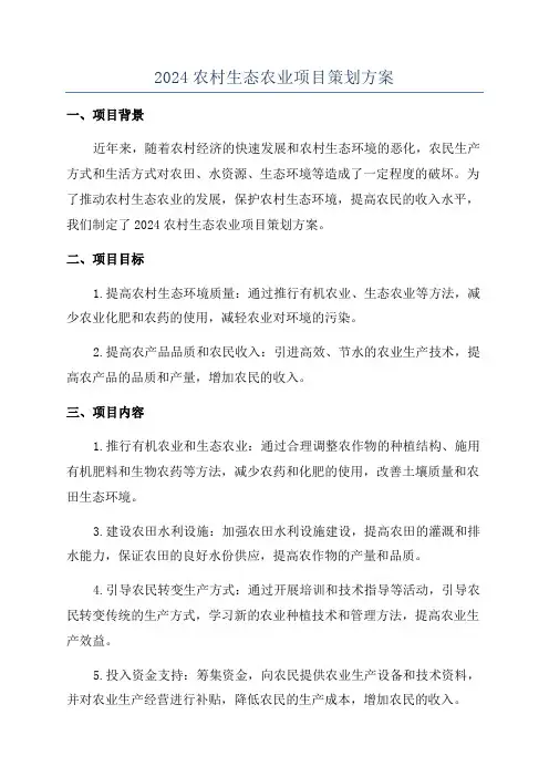 2024农村生态农业项目策划方案