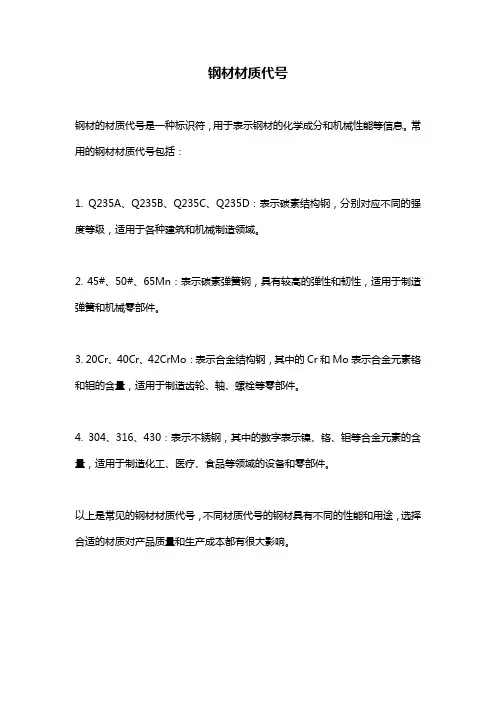 钢材材质代号