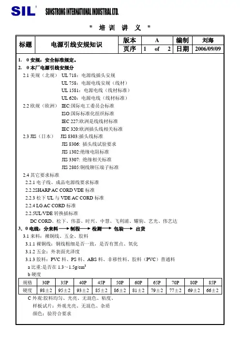 电源引线安规知识培训
