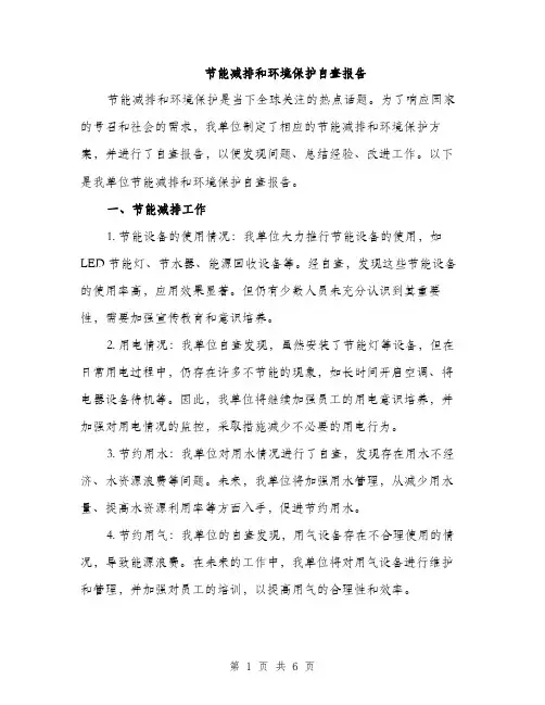 节能减排和环境保护自查报告（2篇）