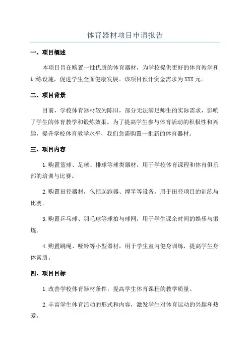 体育器材项目申请报告
