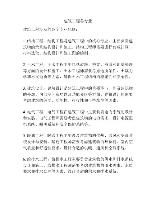 建筑工程各专业