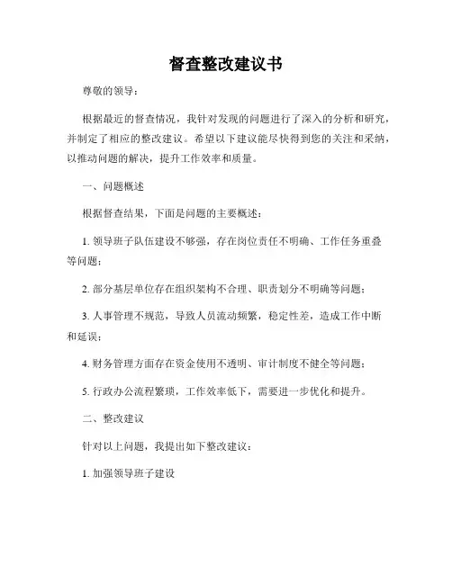 督查整改建议书