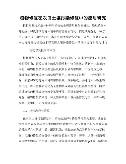 植物修复在农田土壤污染修复中的应用研究