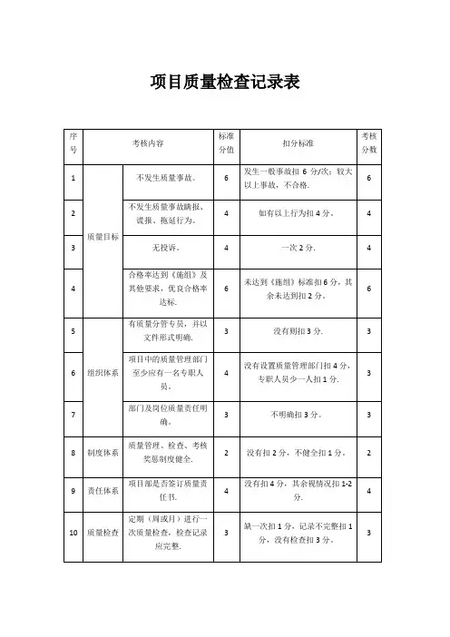 项目质量检查记录表