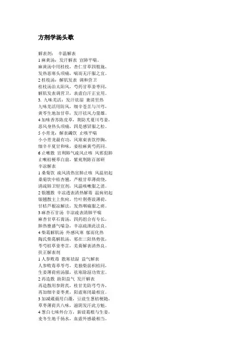 方剂学汤头歌完整篇