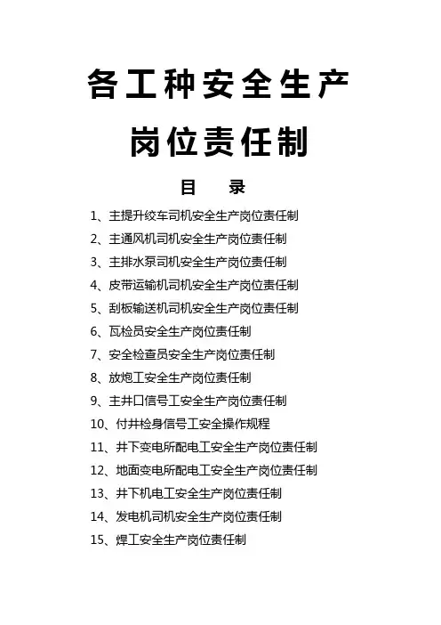 各工种岗位安全生产责任制