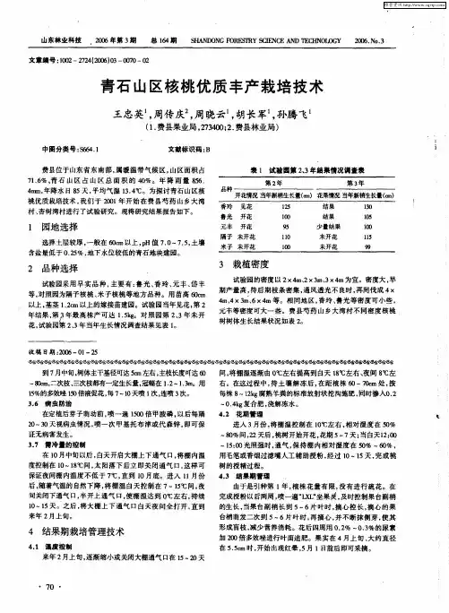 青石山区核桃优质丰产栽培技术