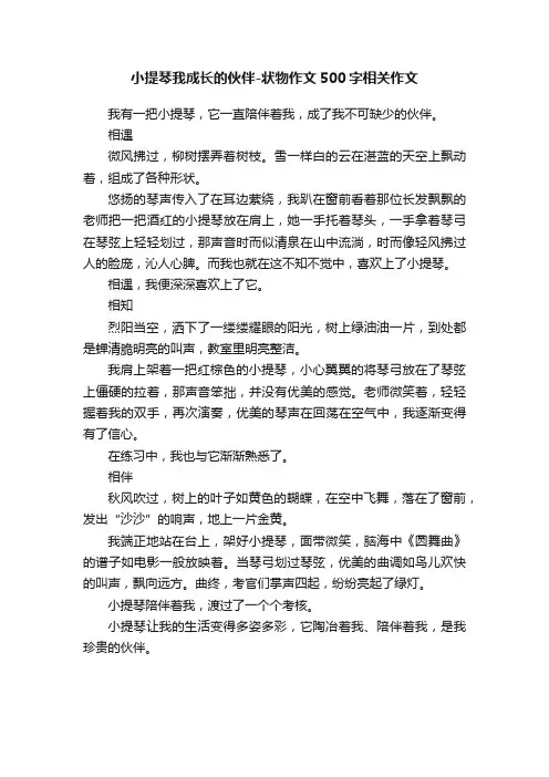 小提琴我成长的伙伴-状物作文500字相关作文