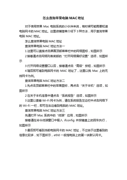 怎么查询苹果电脑MAC地址