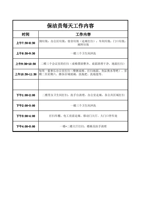保洁员工作安排