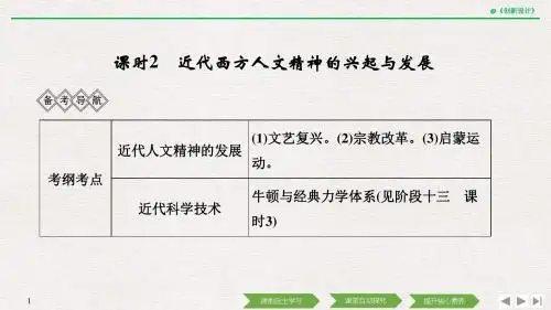 高考历史一轮岳麓版通史复习西方工业文明的曙光——工业革命前的世界 (课时2 近代西方人文精神的兴起与发展