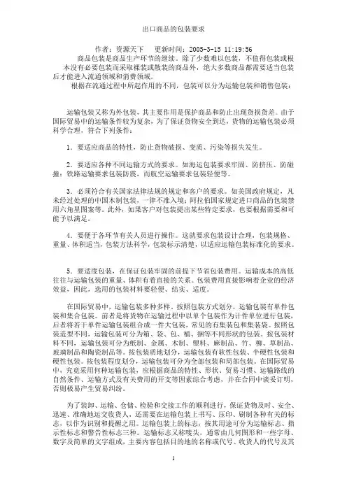 出口商品的包装要求