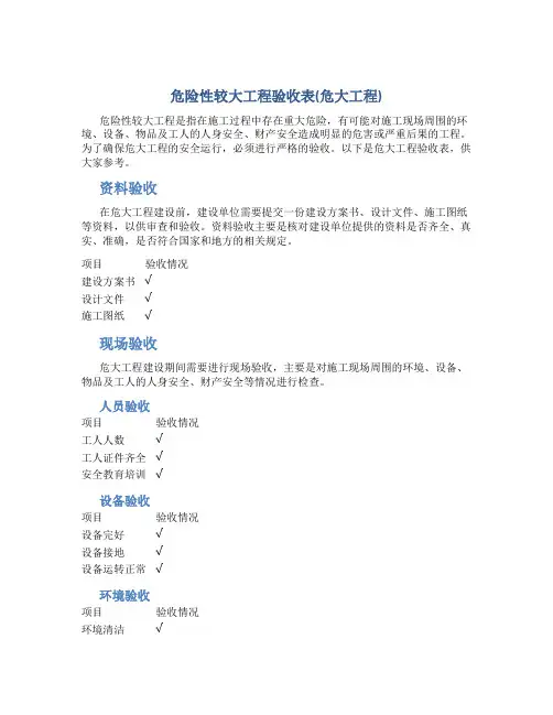 危险性较大工程验收表(危大工程)