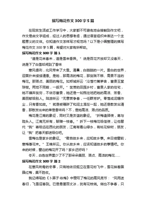 描写梅花作文300字5篇