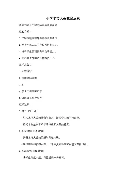 小学水培大蒜教案反思