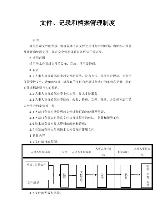 安全文件和记录档案管理规定