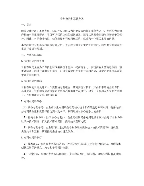 专利布局和运营方案