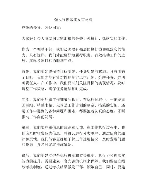 强执行抓落实发言材料