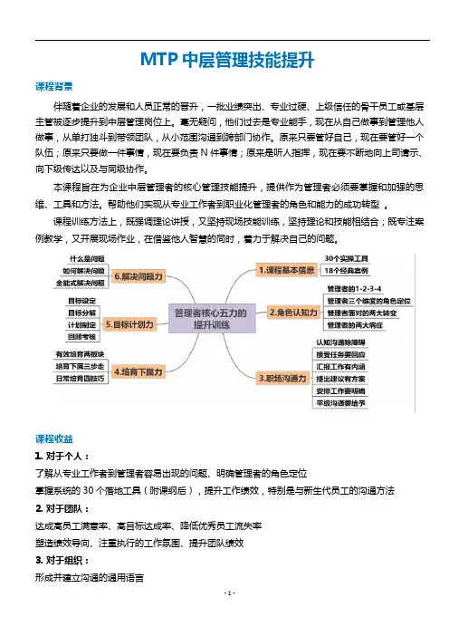 课程大纲《MTP中层管理技能提升》