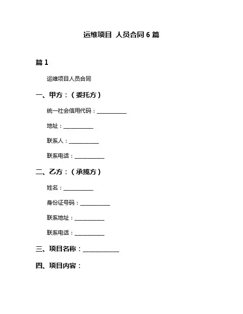 运维项目 人员合同6篇