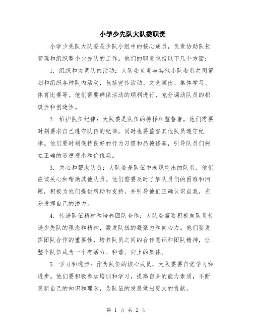 小学少先队大队委职责