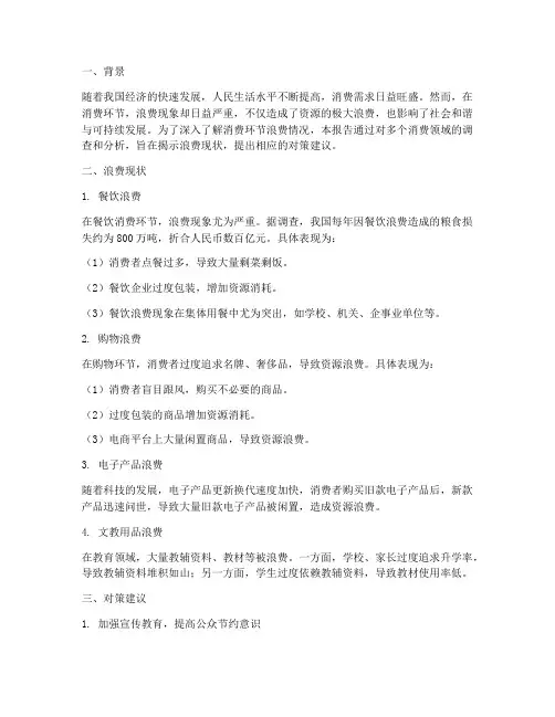 消费环节浪费情况报告