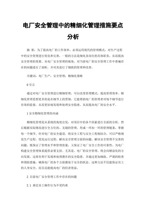 电厂安全管理中的精细化管理措施要点分析