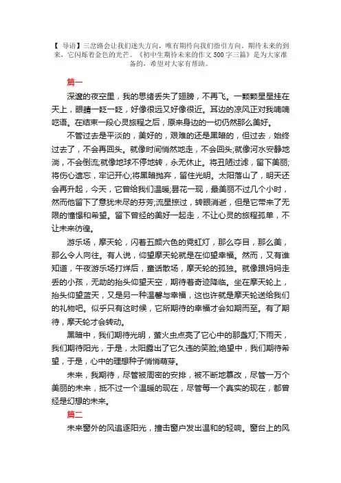 初中生期待未来的作文500字三篇