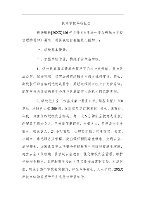 民办学校年检报告