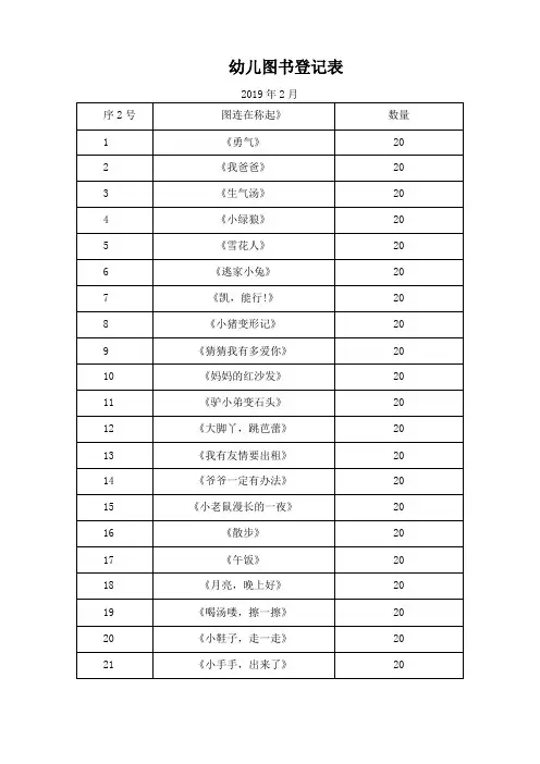 幼儿图书登记