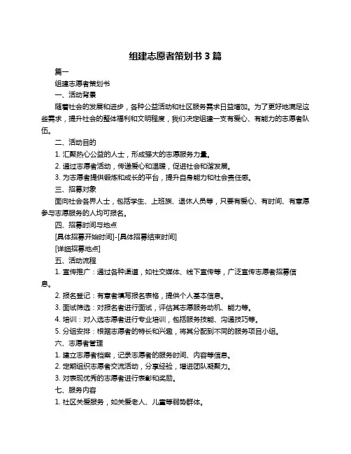 组建志愿者策划书3篇