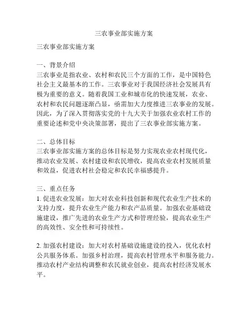 三农事业部实施方案