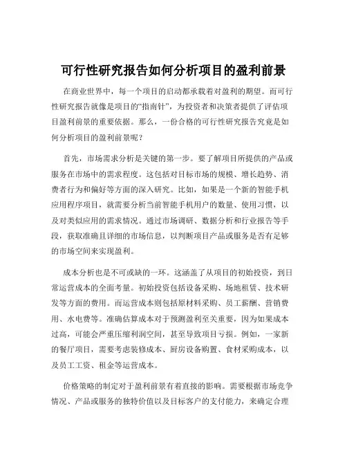 可行性研究报告如何分析项目的盈利前景