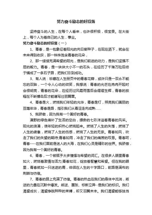 努力奋斗励志的好段落