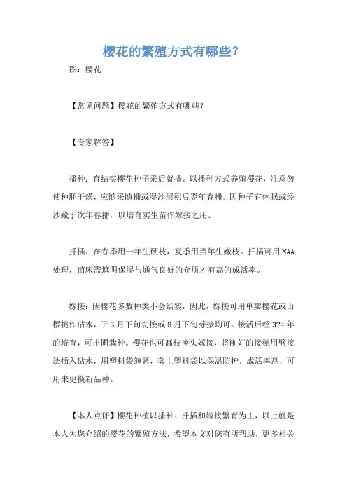 樱花的繁殖方式有哪些？