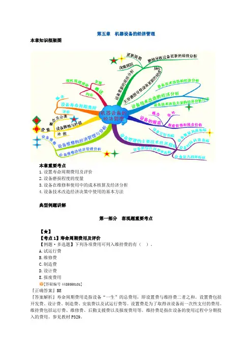注册资产评估师考-机电设备-第五章 机器设备的经济管理