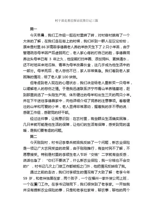 村干部走基层探访民情日记三篇_日记作文