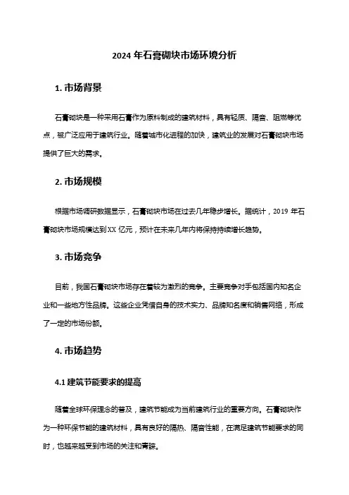2024年石膏砌块市场环境分析