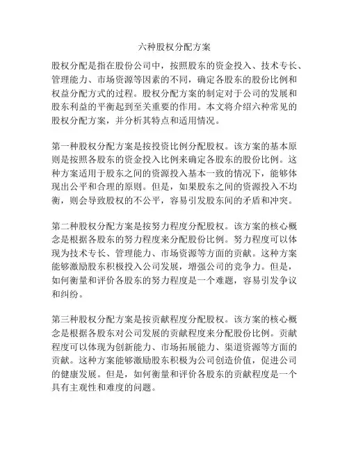 六种股权分配方案