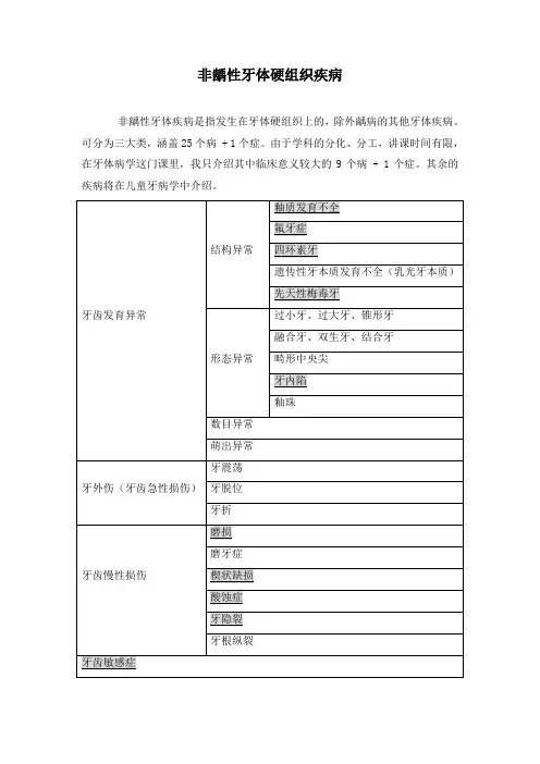 非龋性牙体硬组织疾病