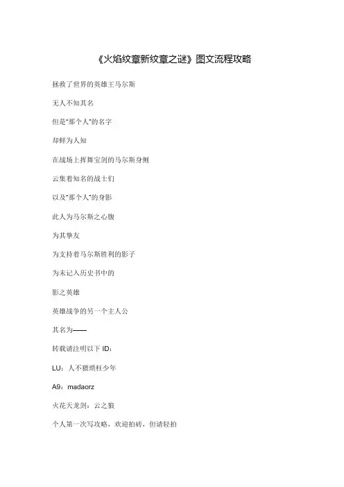 NDS游戏《火焰纹章 新纹章之谜》流程攻略