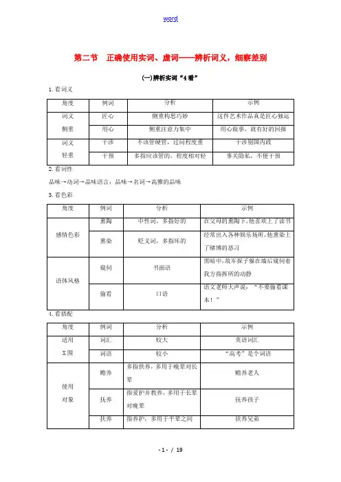高考语文一轮复习 语言文字运用 专题一 考点二 第二节 正确使用实词、虚词教学案-人教版高三全册语文