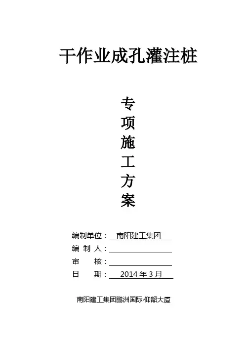 干作业成孔灌注桩专项施工方案